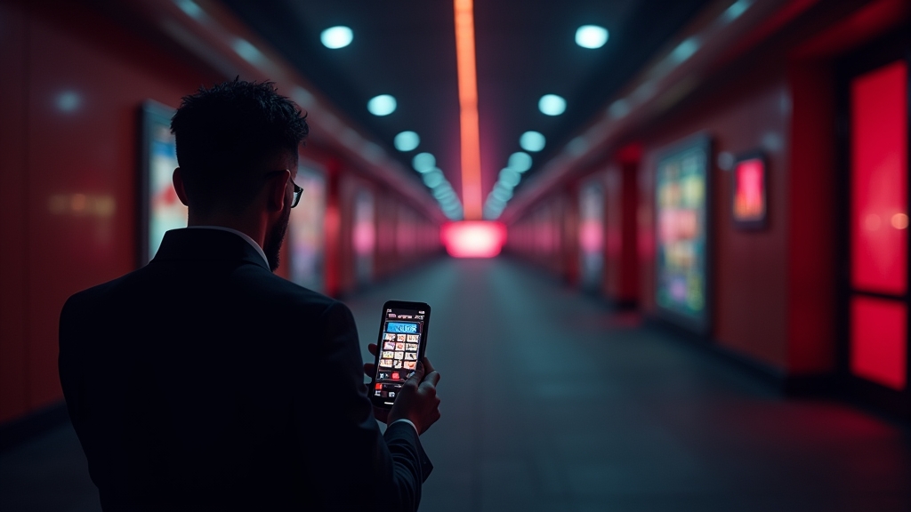 Person nutzt die Casino-App unterwegs auf dem Smartphone