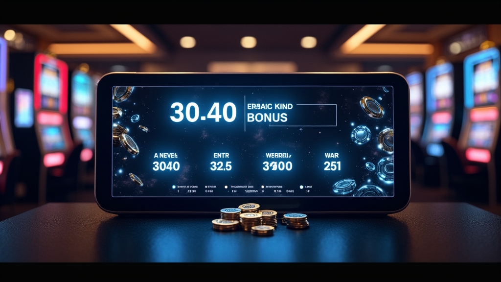 Bonuscode, Einzahlung und Umsatzbedingungen auf einer dunklen Casino-Kassenansicht